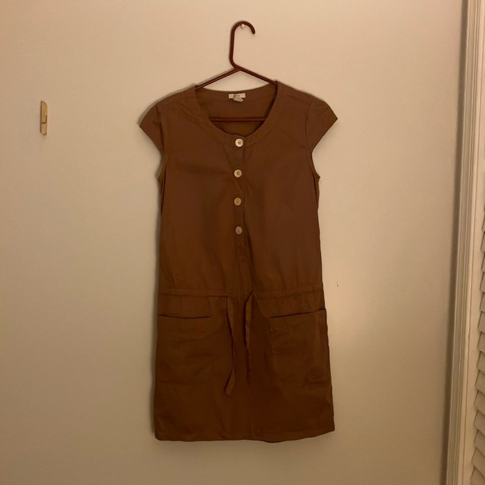 J.CREW brown button up dress
